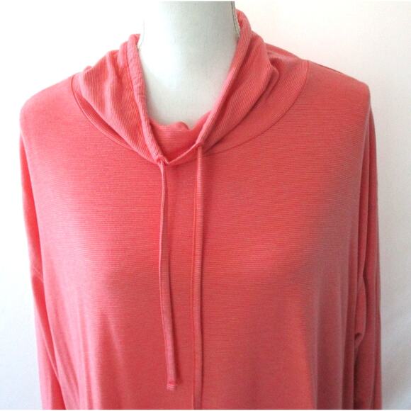 Lands End Women's Plus Long Sleeve Pink Striped Turtleneck Shirt Size 1X - Picture 2 of 10